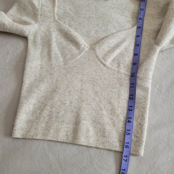 Wilfred Greer Sweetheart Sweater Heather Light Oatmeal Size S Wool Cashmere - Picture 8 of 9